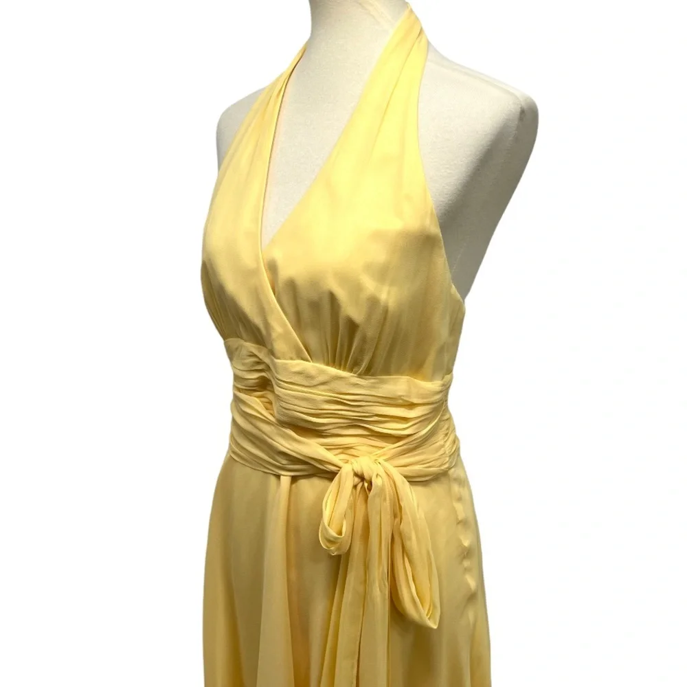 Maggy London Yellow Silk Halter Fit & Flare Dress_3